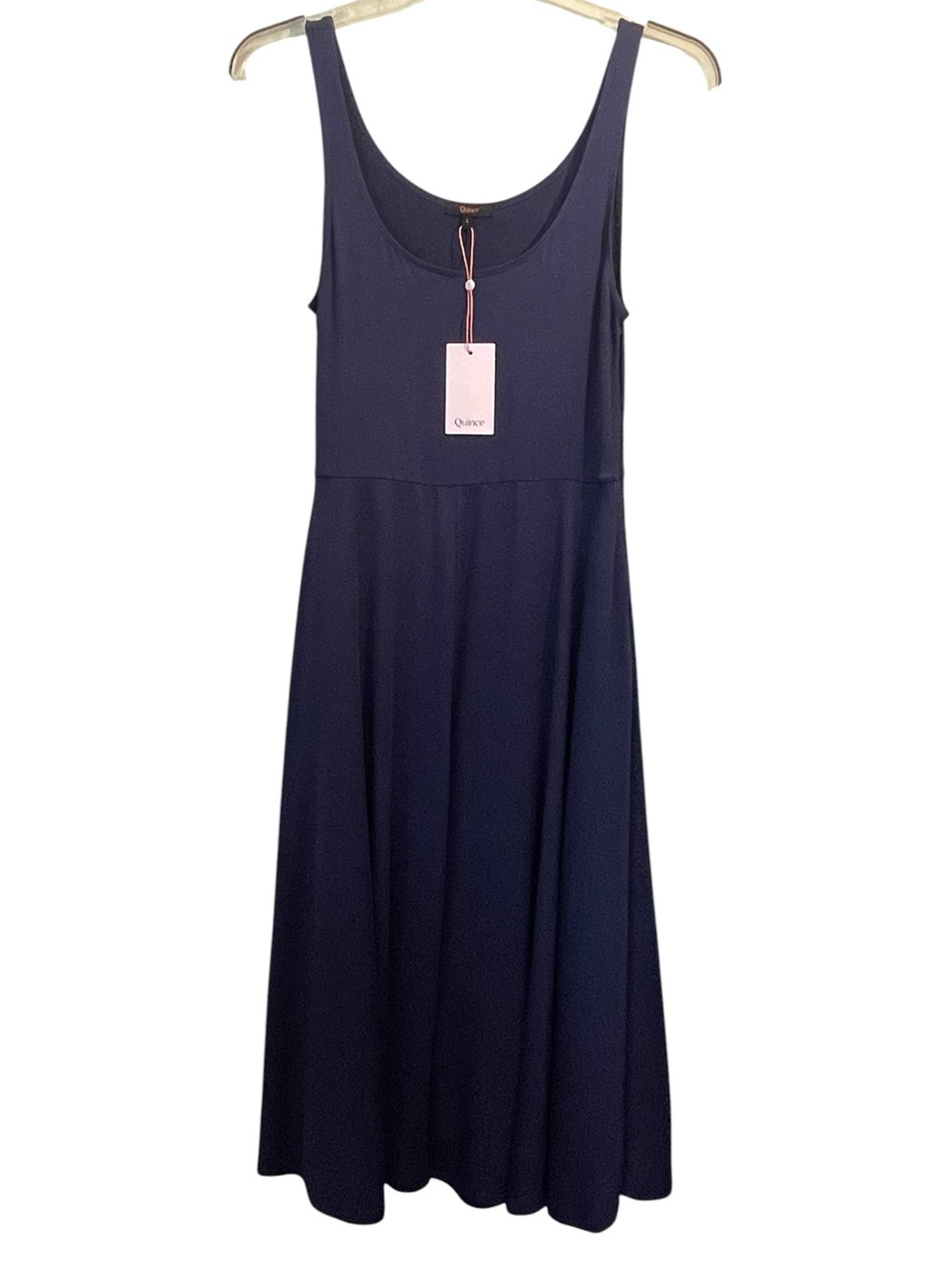 NWT- Quince Tencel jersey fit and flare midi dress. Size large in Navy. - Picture 4 of 12